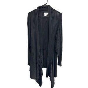 Gardy Black Ribbed Open Front Cardigan Sweater Womens XL